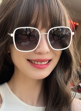 日本品质超轻白框高清偏光镜甜美墨镜女款新款高级感防紫外线大框
