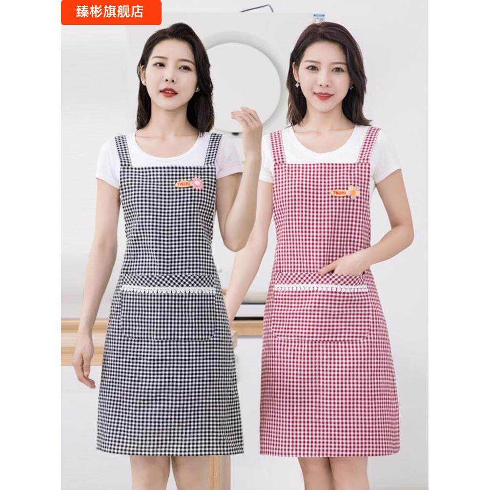 夏天围裙单层薄款布料纯棉柔软棉质居家围兜大人做饭家用女士夏季
