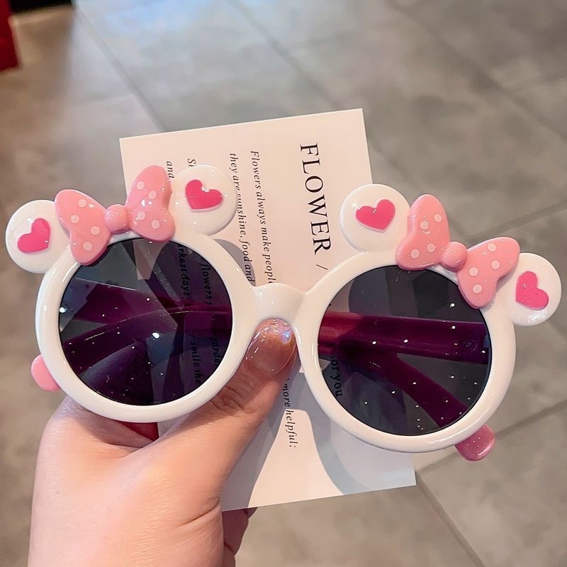 儿童眼镜2024新款蝴蝶结时尚米妮遮阳眼镜墨镜女童防紫外线太阳镜