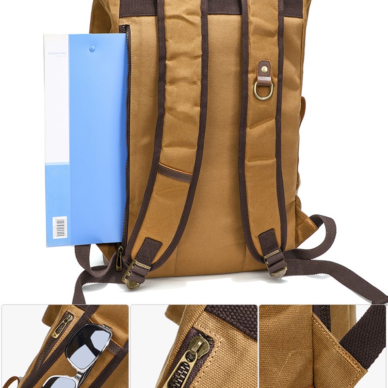 2023复古蜡染帆布配疯双肩包多功能户外防水电脑袋可扩容背包