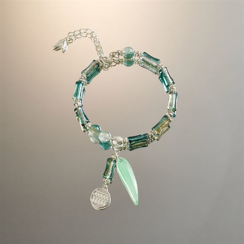 古风清雅竹叶算盘手链新中式竹节小众复古设计感2025新款手串礼物