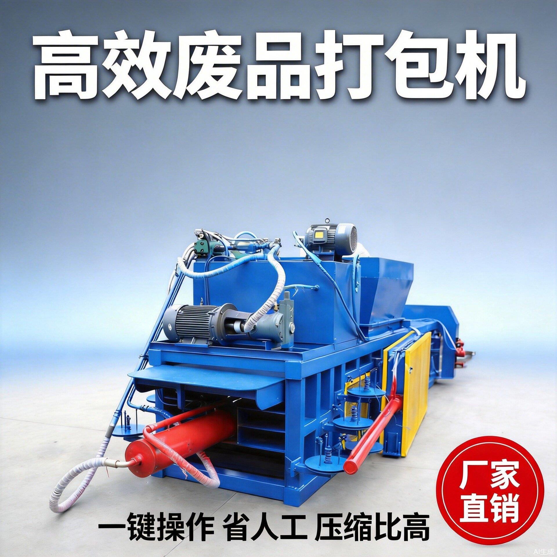 双缸小型卧式液压打包机多功能废纸塑料编织袋秸秆纸皮压缩打包
