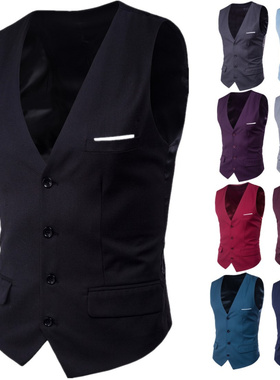 西装马甲男Men Vest Mens Casual Suit V-necked Slim Fit Vests