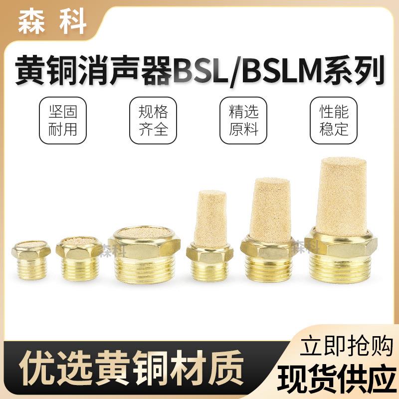 BSLM平头长头气动电磁阀黄铜消声器BSL-M5/01/02/03/04/06/1寸
