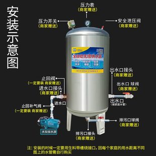304不锈钢无塔供水器家用304不锈钢压力罐全自动自来水增压泵水塔