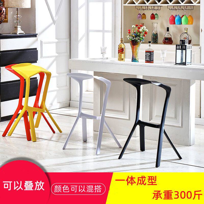 鲨鱼嘴吧椅塑料高脚凳时尚创意简约高脚吧台凳子甜品店吧凳吧台椅