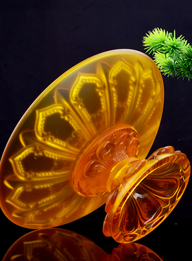 热销供佛吉祥花果盘仿琉璃莲花水果供盘玻璃果盘家用奉神盘子托盘