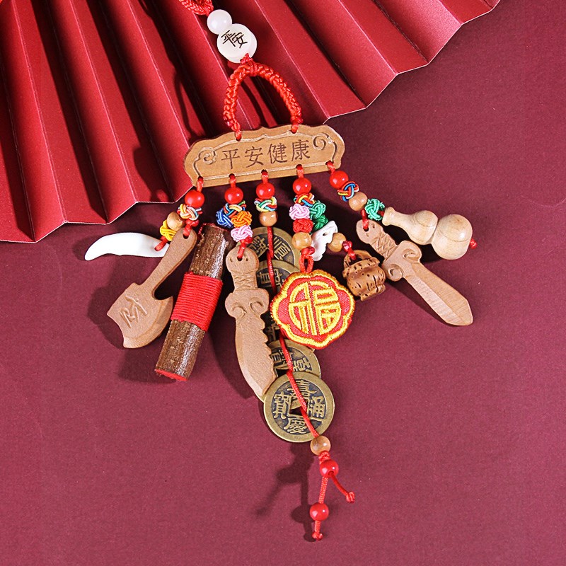 热销孕妇婴儿宝宝外出行原木桃木剑狗牙新生儿童胎毛东南桃木枝挂