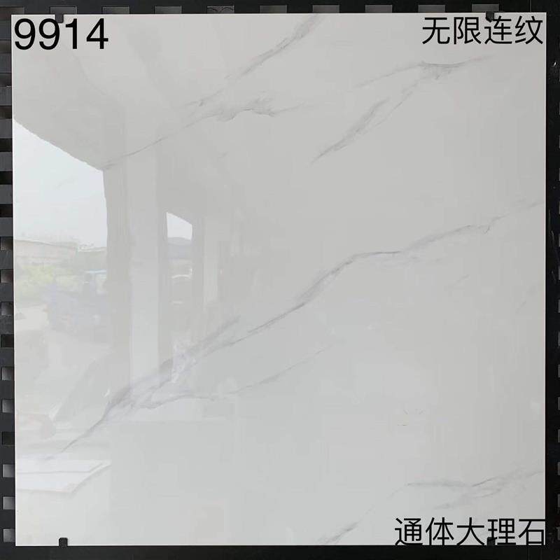 热销白色亮光面灰色瓷砖800X800深浅客厅防滑抛釉通体仿大理石地