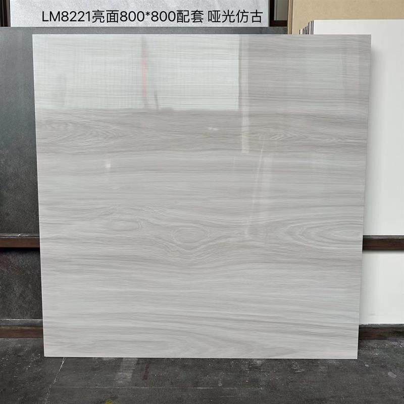 热销木纹瓷砖800x800亮光黄色原木风客厅卧室防滑抛釉面仿实木地