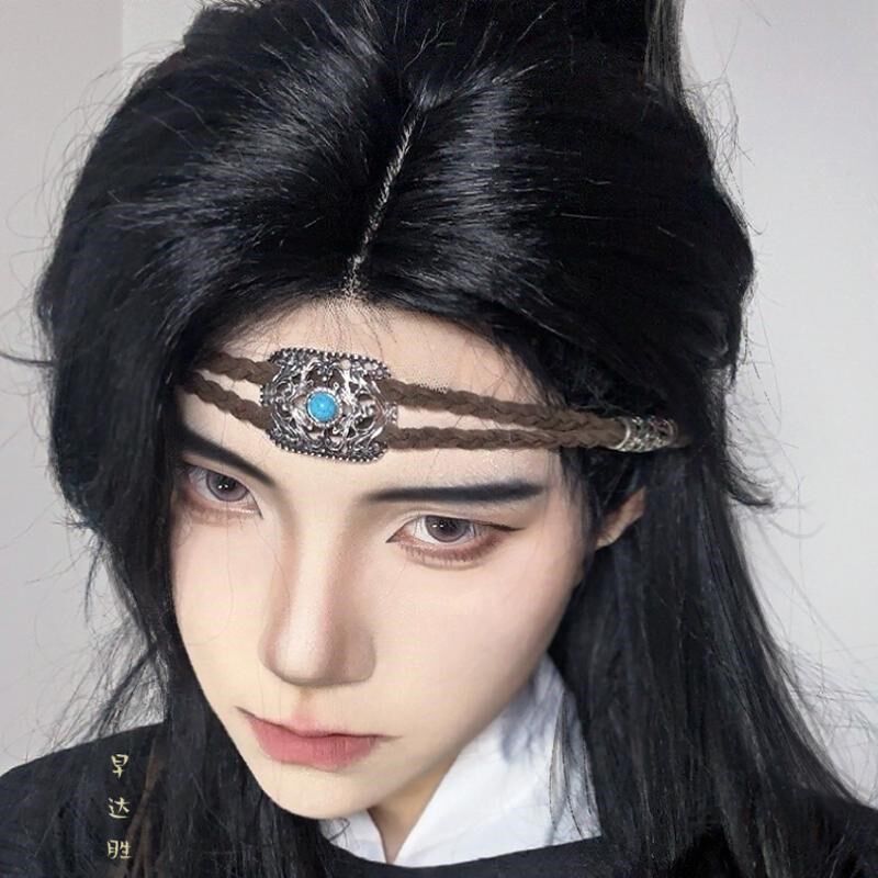 热销民族风蒙古藏族发绳头饰藏式异域风男女发带额饰编织个性流苏