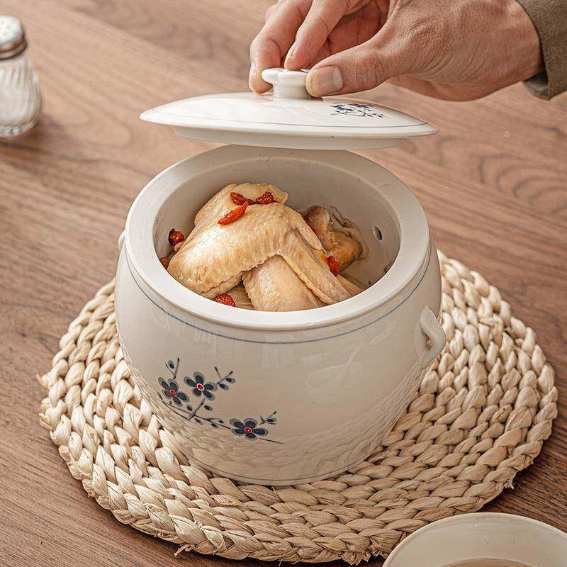 热销闽南溢汤专用锅大号溢鸭汤滴汤陶瓷隔水炖锅内胆带孔免过滤小