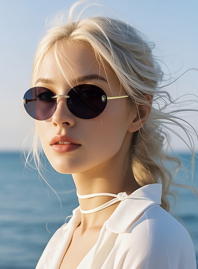 欧洲站新款欧美时尚椭圆切边太阳镜女款潮流防紫外线墨镜高级豹子