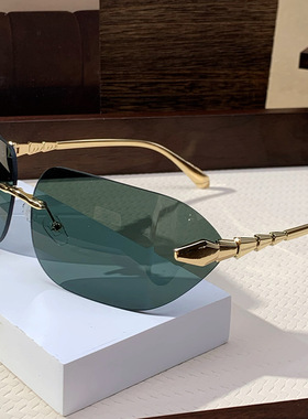 欧洲站欧美无框显瘦高级感太阳眼镜2025新款复古网红墨镜千禧辣妹