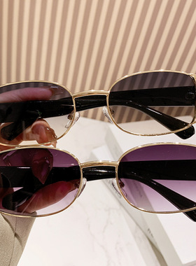 欧洲站欧美复古椭圆金属框猫眼墨镜女高级感2025新款太阳眼镜防紫