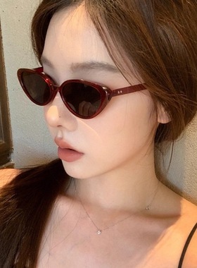 日本品质高级感时尚复古猫眼太阳镜女小框个性欧美潮流墨镜男防紫
