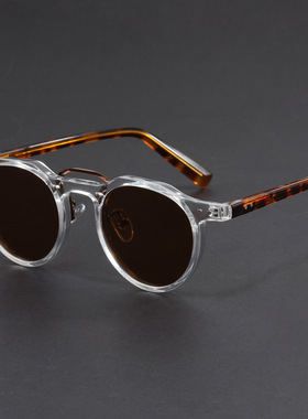 日本品质小圆框仿板材嘻哈朋克风时尚达人个性太阳镜欧美街拍网红