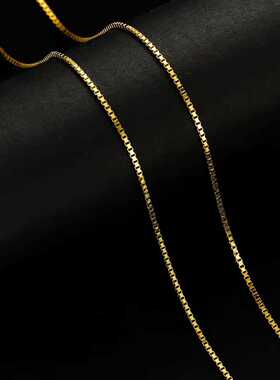 日本品质S925通体纯银18K金盒子链极简超细万能百搭项链盒子链颈