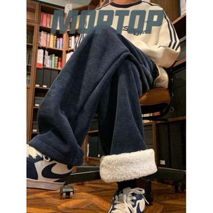 欧洲站羊羔绒裤子男女冬季加绒加厚东北零下40度棉裤重磅灯芯绒休