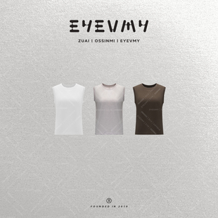 背心上衣WT52AFU099 亲肤常青树 罗纹领休闲宽松纯色圆领无袖