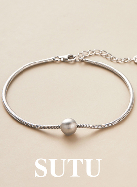 素图手链925银极简小众设计感气质蛇骨手饰精致个性百搭轻奢首饰