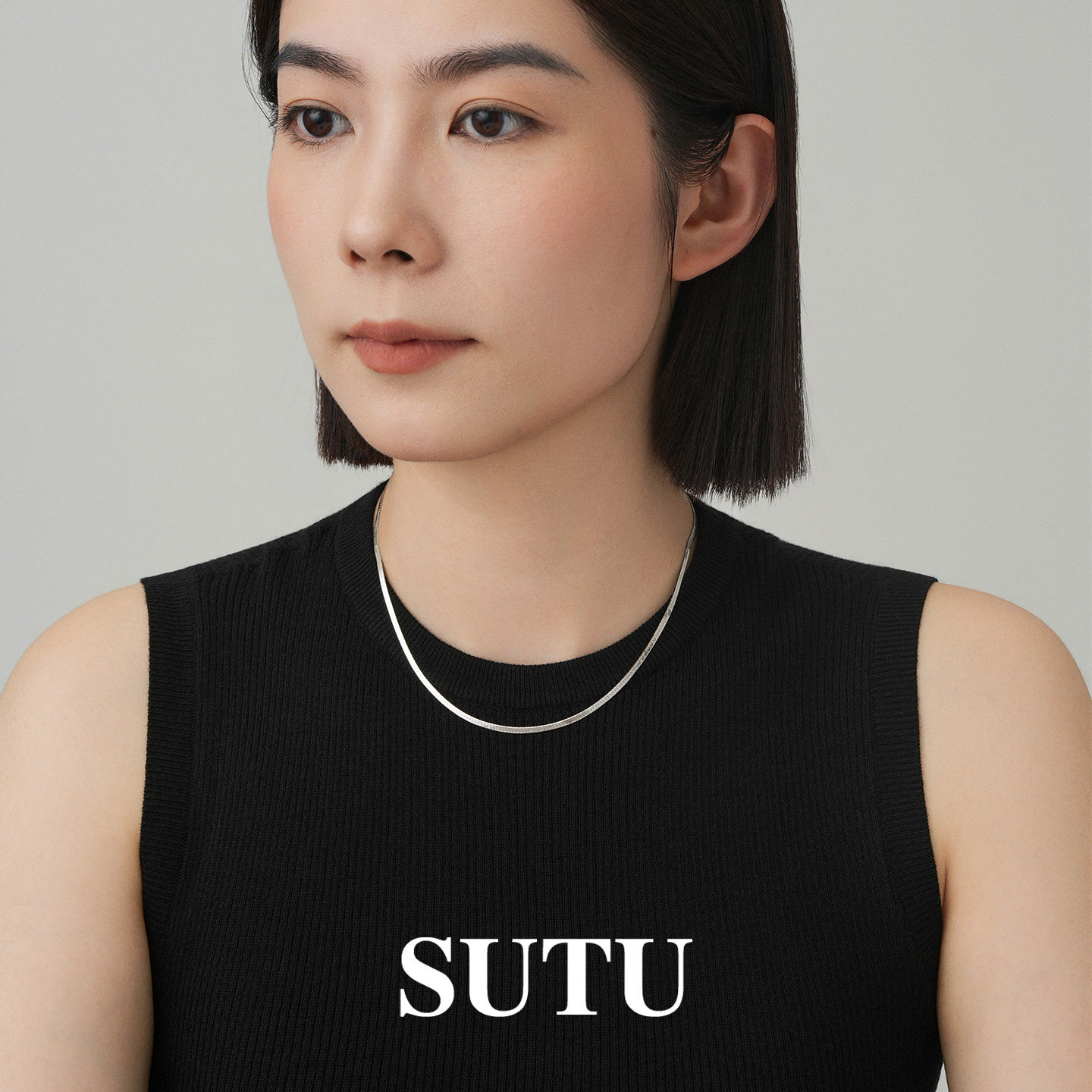 素图925纯银小众扁平蛇骨链百搭