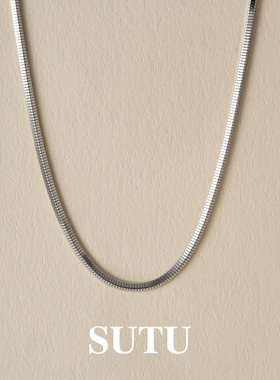 素图925银四方蛇骨链小众设计女