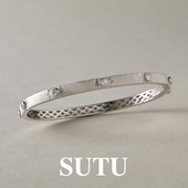 素图星芒手镯925银星芒拉丝小众设计感银镯子精致轻奢高级感手饰