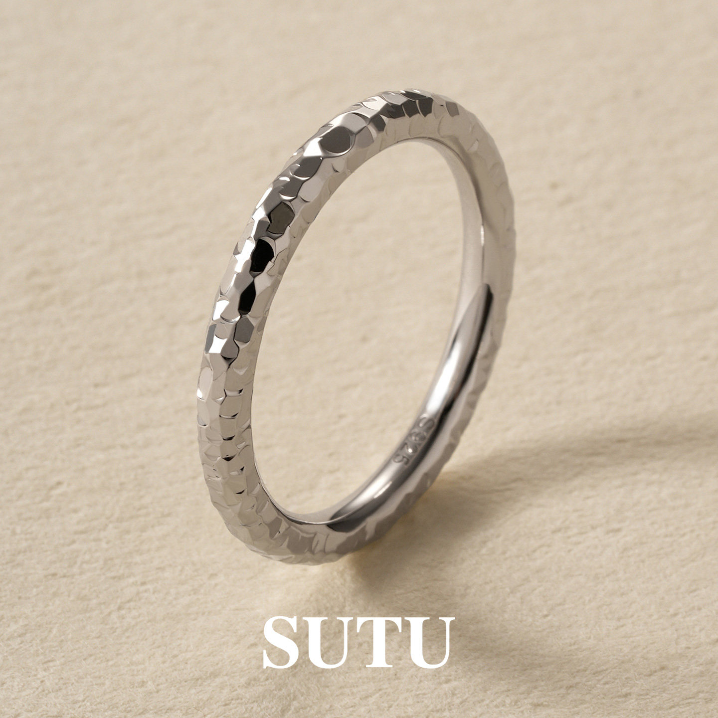 素图女925银小众设计爆闪戒指女