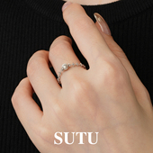 素图圆球戒指925银小众设计意大利进口抽拉食指戒尾戒气质指环女