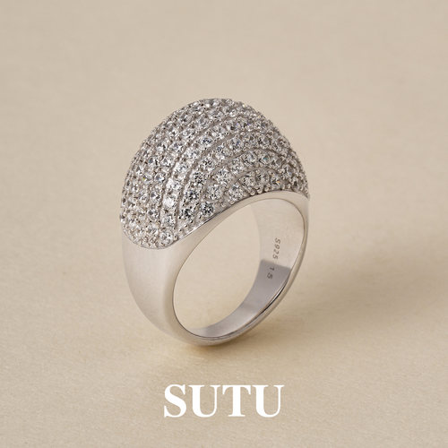 素图女925银简约气质爆闪指环女