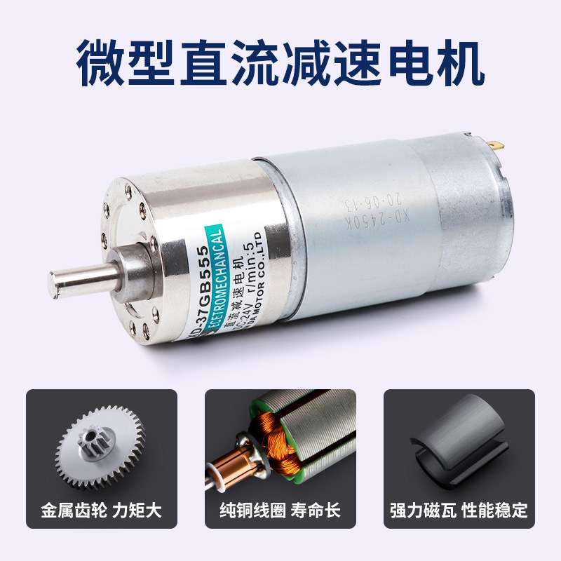 555电机12v齿轮减速力矩可调速正反喷花机专用24V微型直流小马达