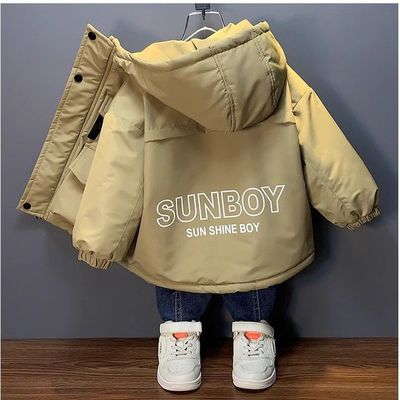 男童外套加绒加厚秋冬款2025新款棉衣帅气儿童冬季棉服宝宝冬装潮