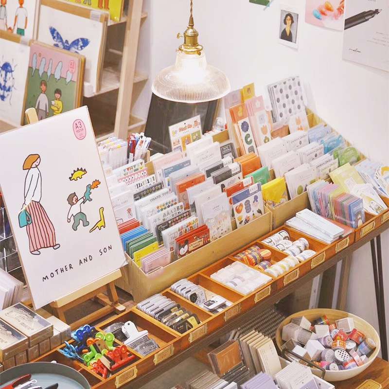 贴纸收纳盒文具整理文具店书店展示架实木复古胶带手帐流水台木质