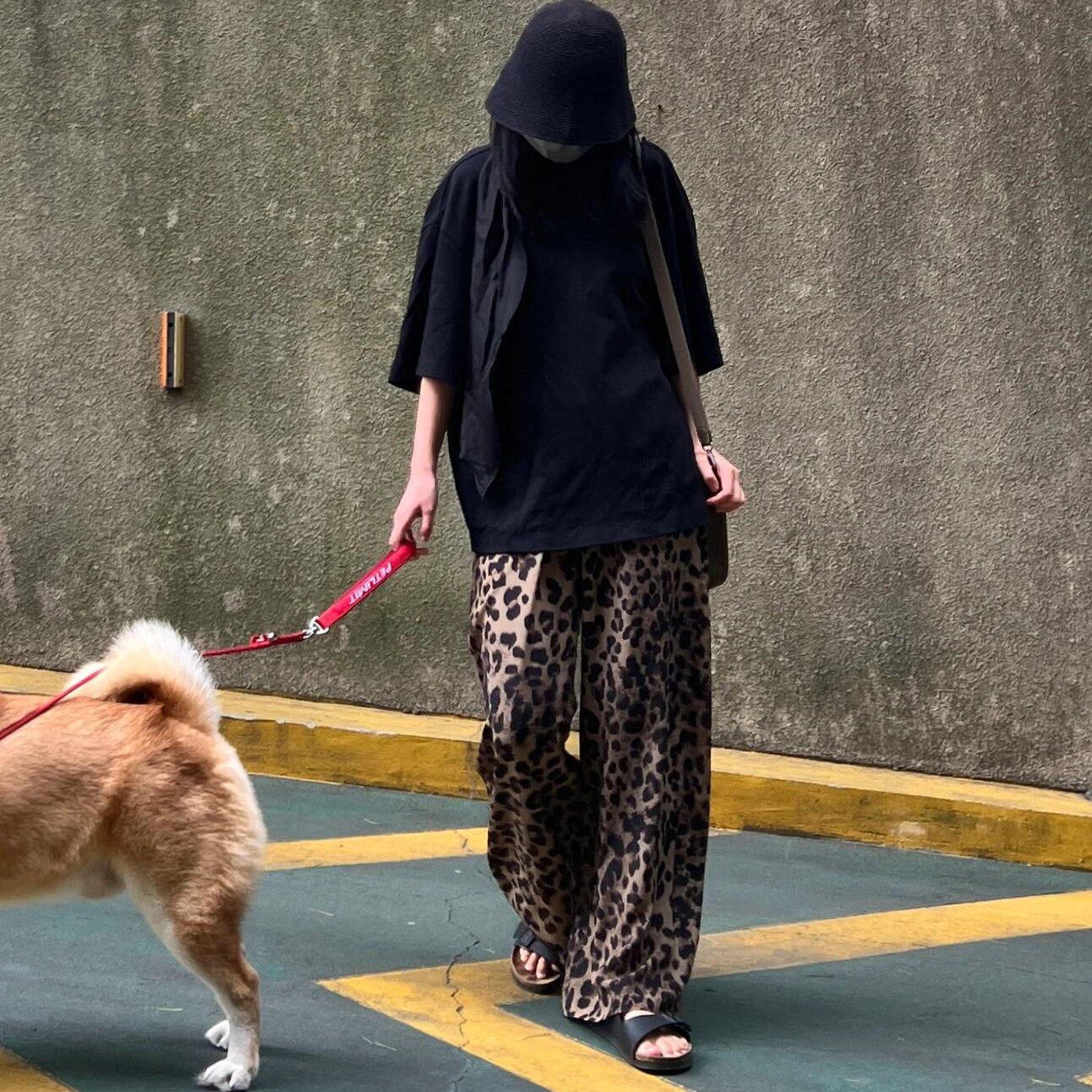 豹纹裤子女夏薄款遛弯裤高腰休闲裤弹力舒适垂坠感宽松拖地直筒裤