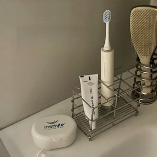 不锈钢牙刷架洗漱台电动牙刷牙膏收纳架牙具座沥水置物卫生间浴室