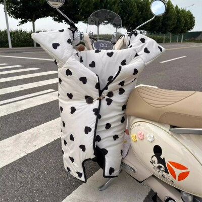 黑白爱心电动车挡风被冬季加大加绒加厚防寒防水防风被护腿2025新