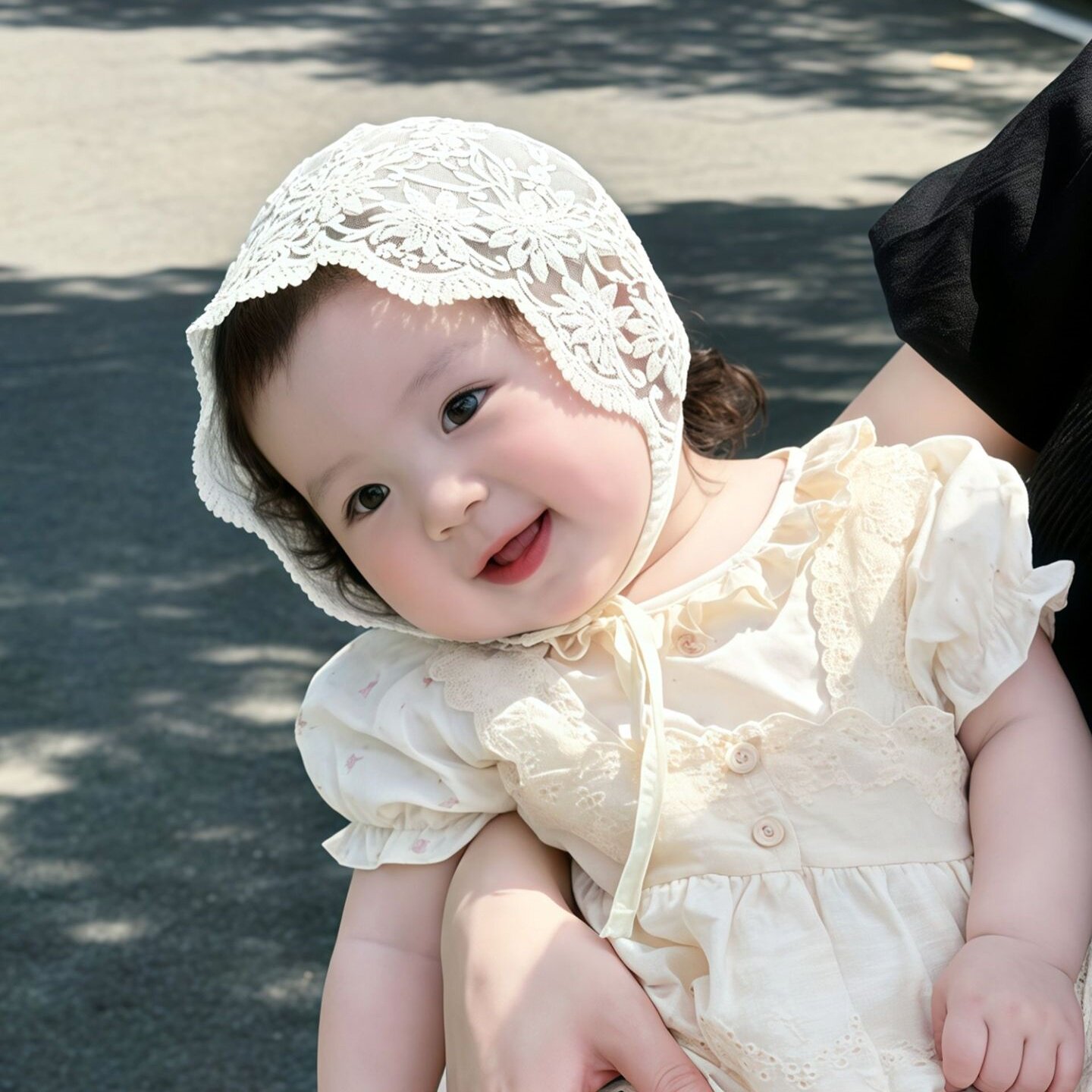 宝宝帽子夏薄款女宝蕾丝花边公主外出宫廷帽小月龄婴幼儿遮阳帽子