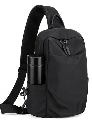 胸包男大容量斜挎包单肩包休闲胸前水杯包防水牛津布潮流小背包包