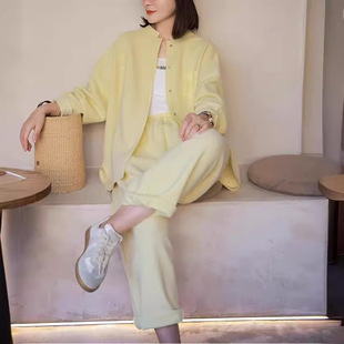 子 短外套加萝卜裤 麻阁家秋冬新品 蓬松柔软空气弹舒适亲肤立领长袖