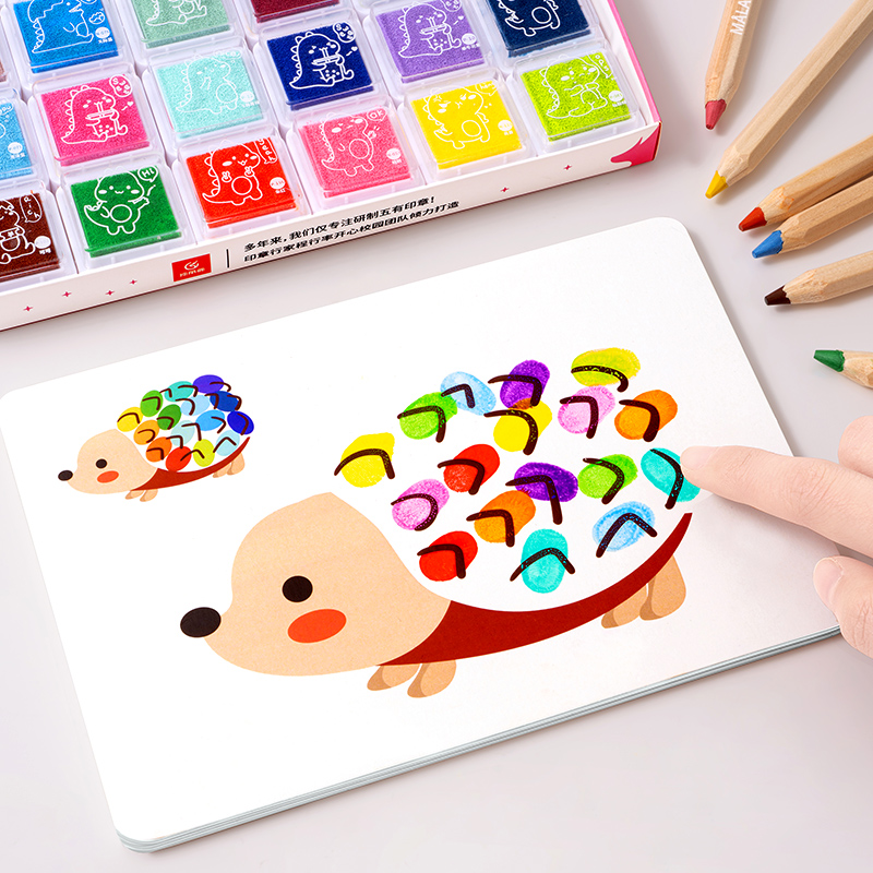 儿童手指a画套装玩具画涂鸦画可水洗无毒幼儿园颜料手印手掌画印