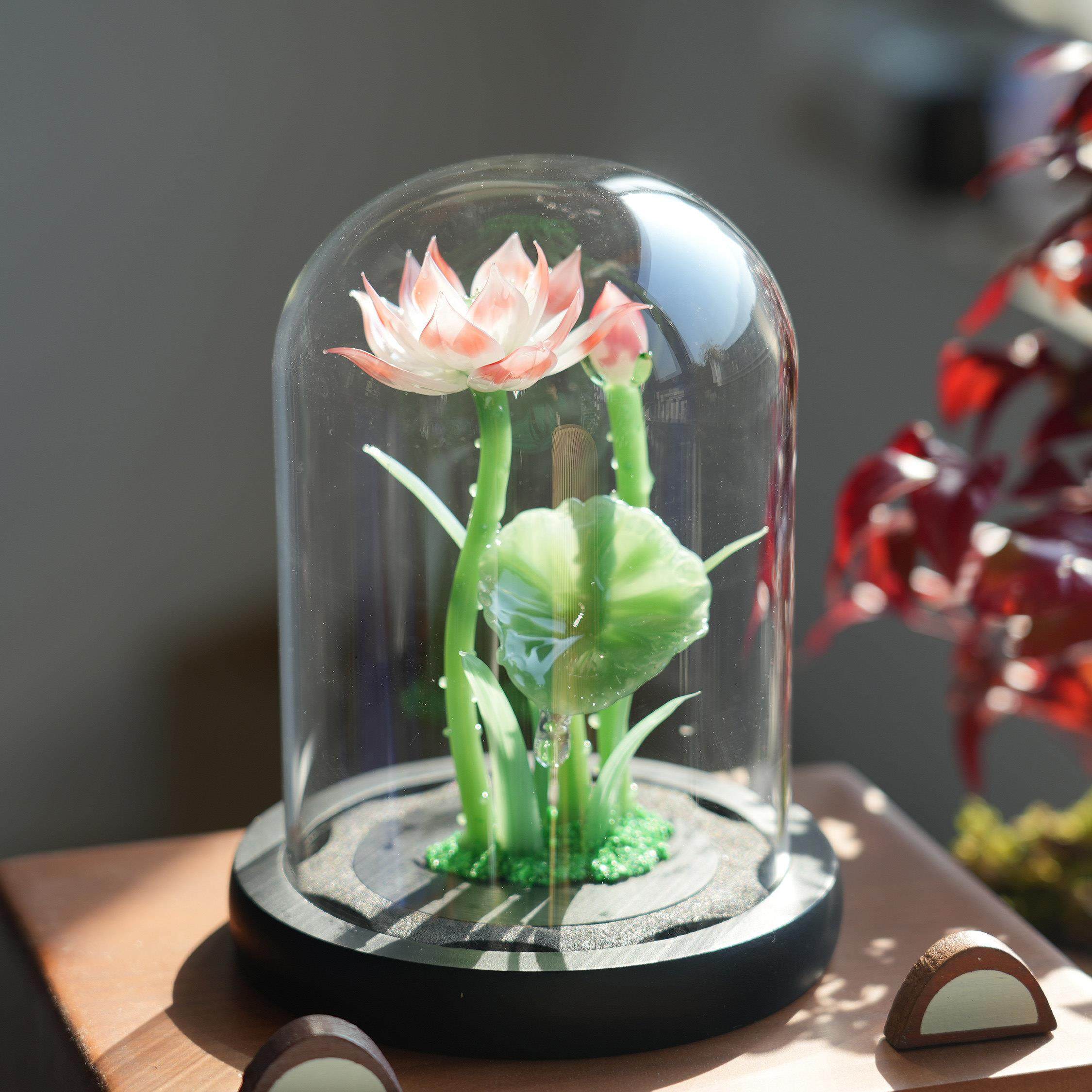 淄博琉璃手作荷花装饰摆件好运莲莲永生花寓意祝福装饰品生日礼物