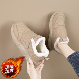大码 t加绒保暖中老年妈妈雪地靴防滑魔术贴运动 41到43棉鞋 女冬季