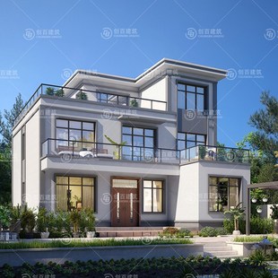 豪华现R代小洋房屋施工图 新农村自建房别墅设计图纸二三层新中式