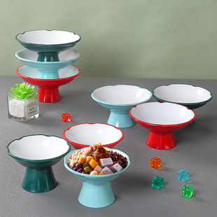 创意盘子高脚盘密胺商用餐厅饭店酒店火锅配菜小吃盘凉菜盘甜品盘