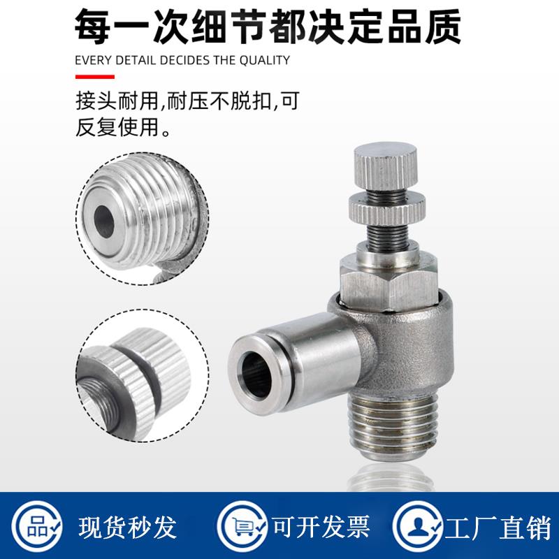 304不锈钢调节阀气缸节流阀SL4/6/8/10/12-02-03-01-M5耐高温耐腐