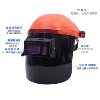 。电焊面罩自动变光镜片头戴式焊帽防紫外线弧光氩弧焊焊工面罩面