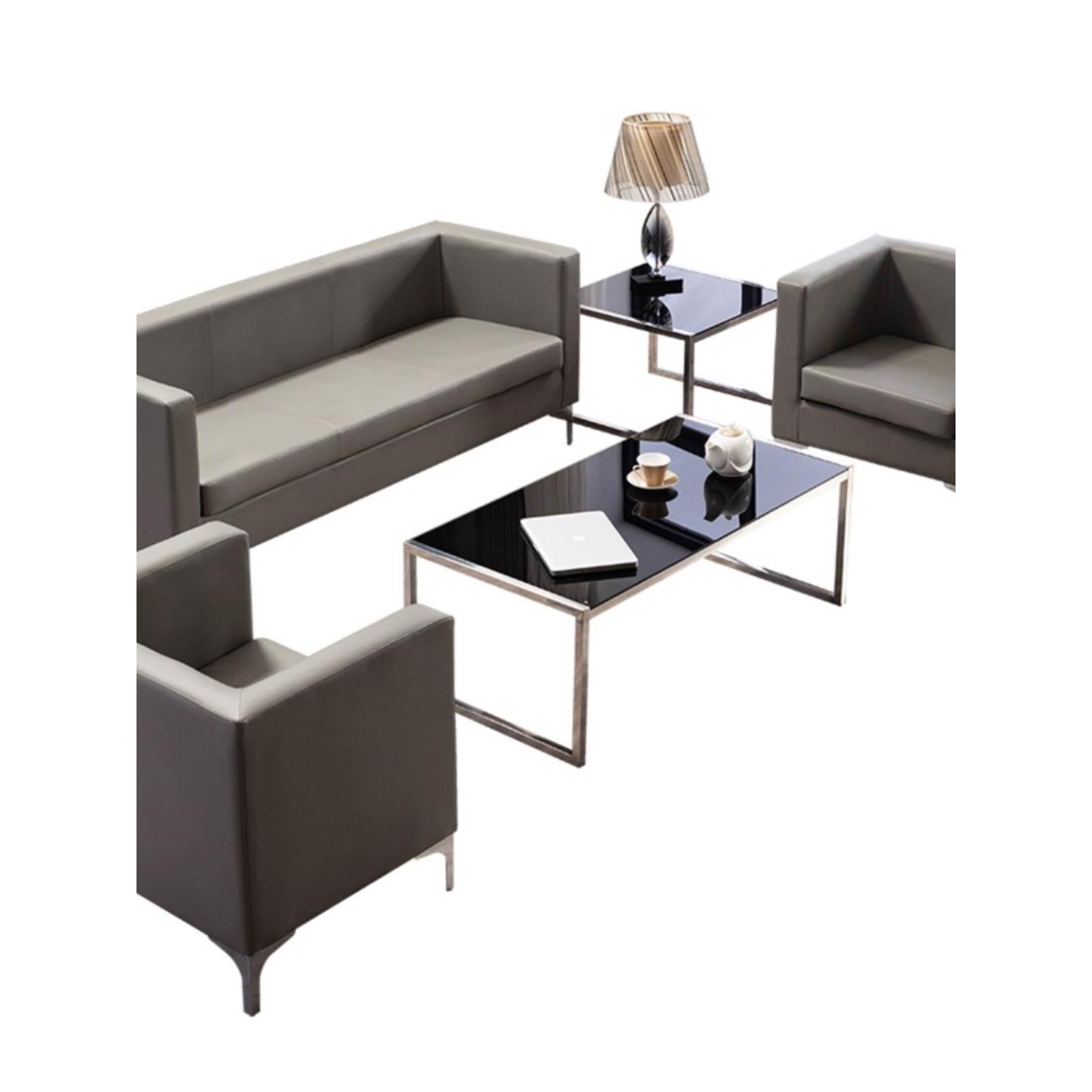 小户型接待会客简易沙发办公室皮质办公沙发茶几组合三人位沙发