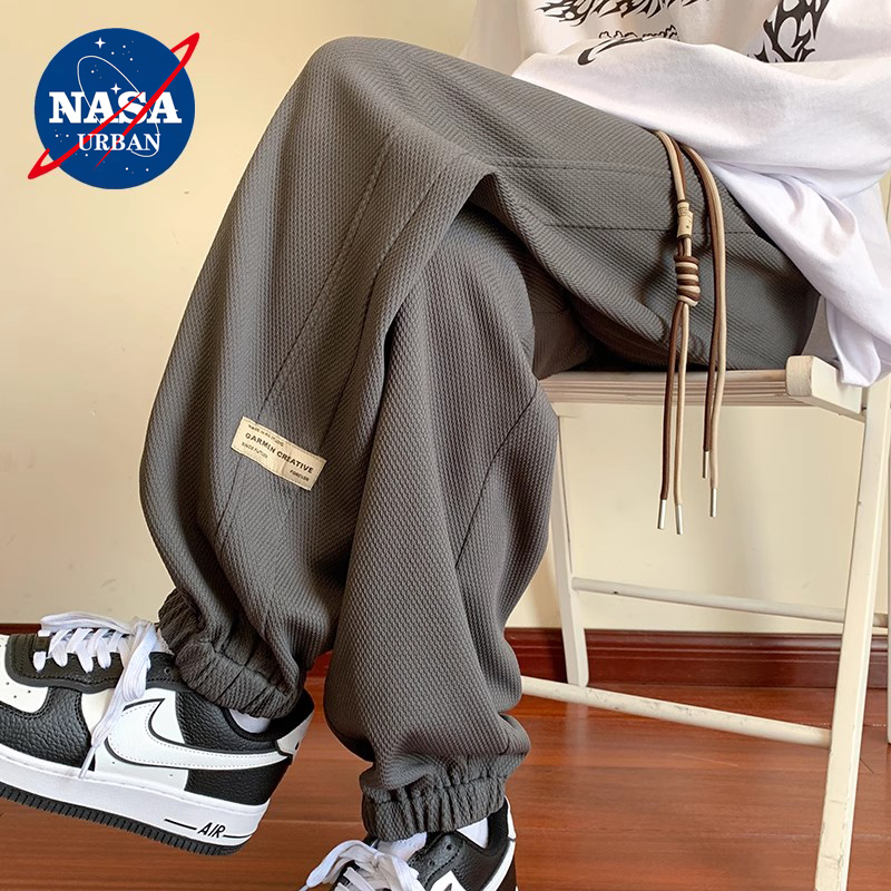 NASA华夫格裤子男束脚运动卫裤男