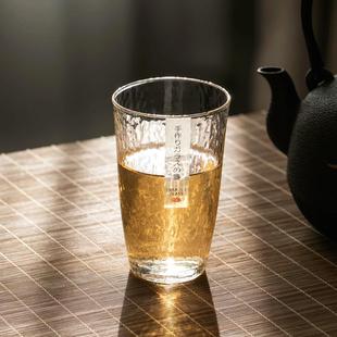 佐佐泡绿茶杯子耐热水晶木家用水杯东啤酒杯洋 手工锤纹玻璃杯日式